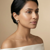 Cornflower Diamond Earrings worn by model