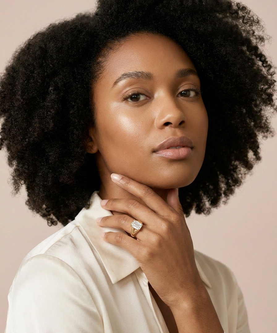 Ivy East-West Ring worn by model