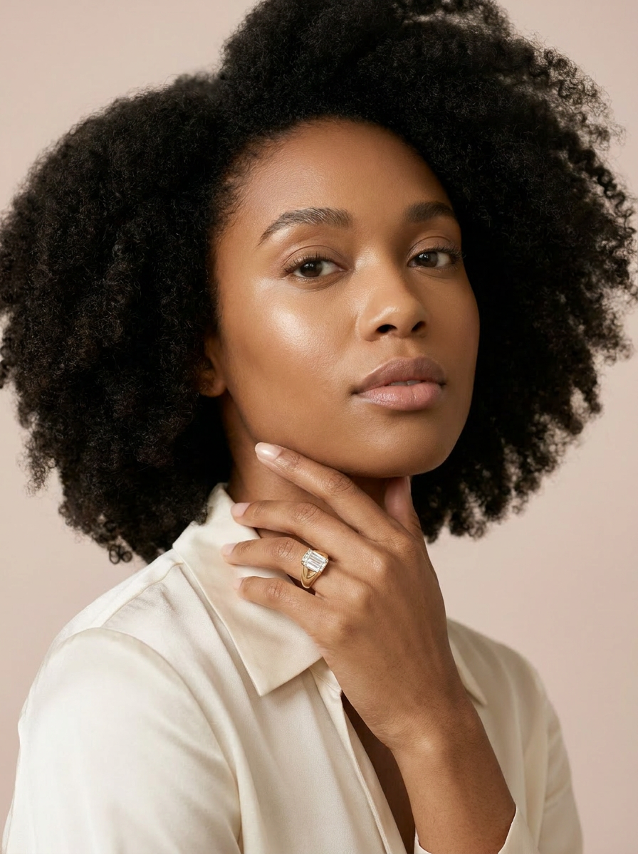 Ivy East-West Ring worn by model