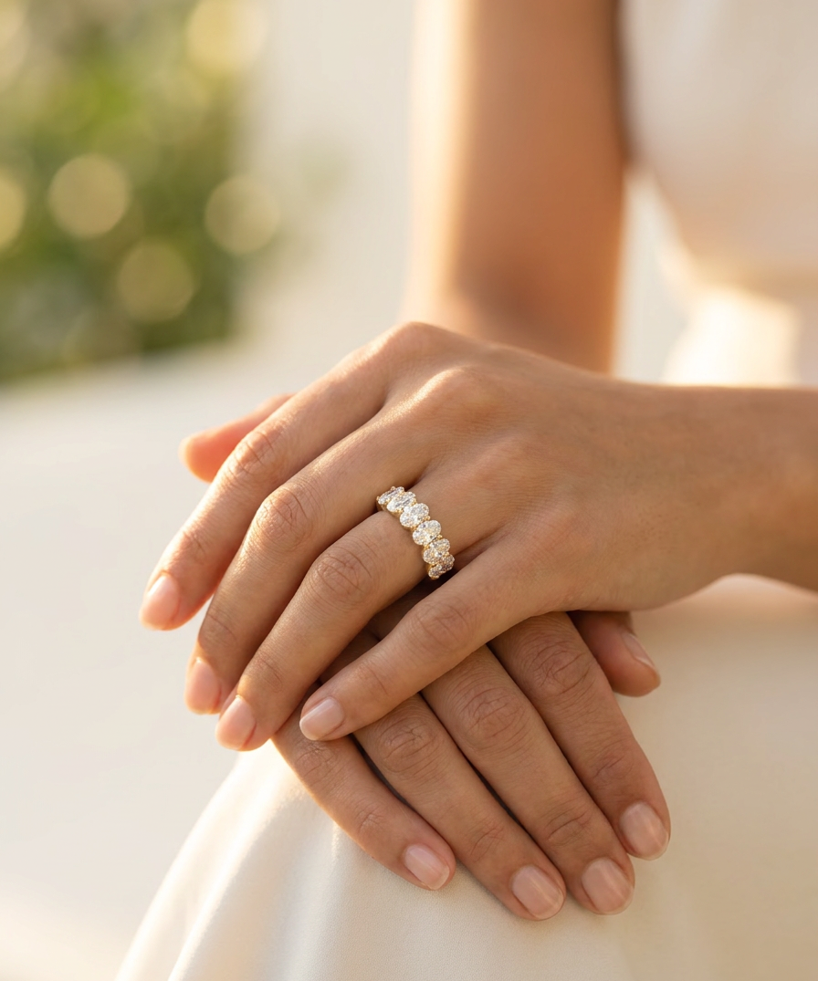 Willow Diamond Band worn by model