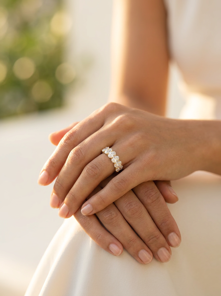 Willow Diamond Band worn by model