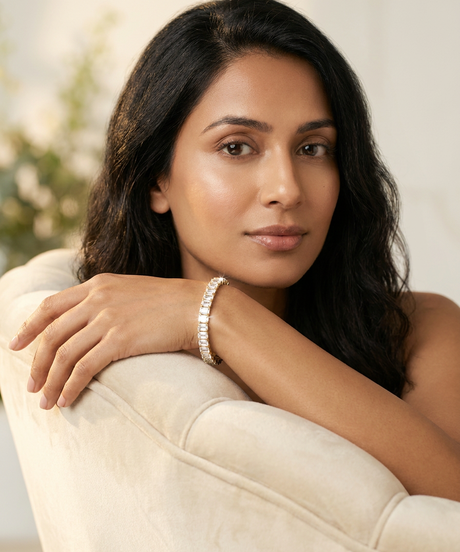 Rue Tennis Bracelet worn by model