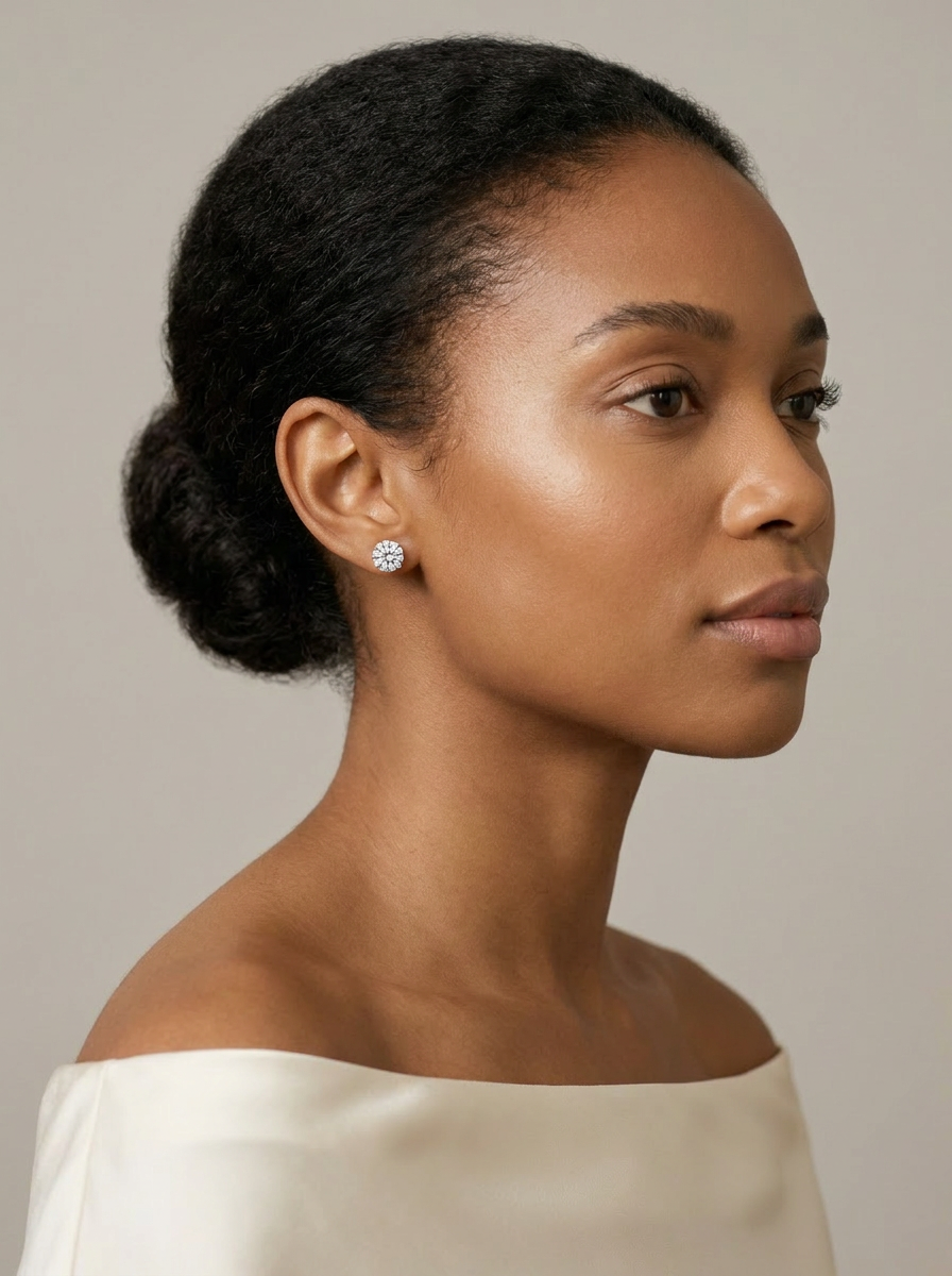 Posy Diamond Studs worn by model