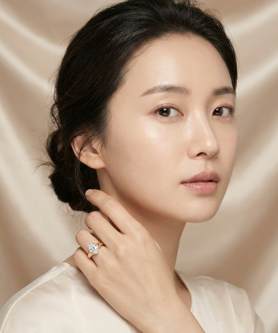 Sweetpea Solitaire Ring worn by model