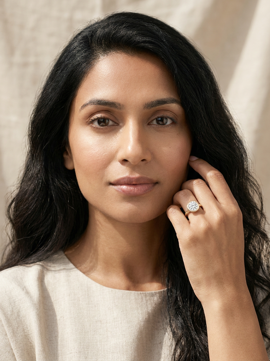 Cosmos Bezel Ring worn by model