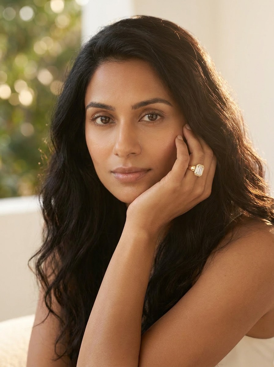 Verbena Bezel Ring worn by model