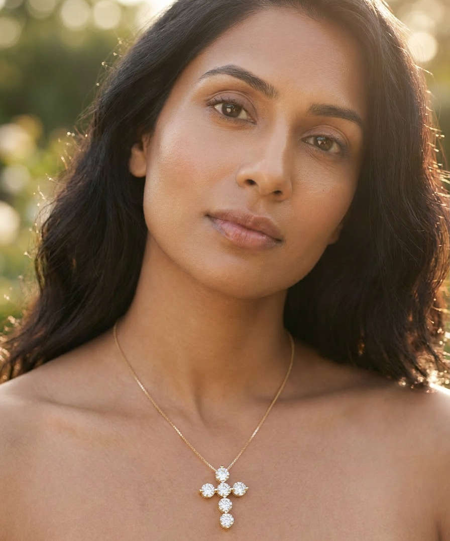 Maple Diamond Pendant worn by model