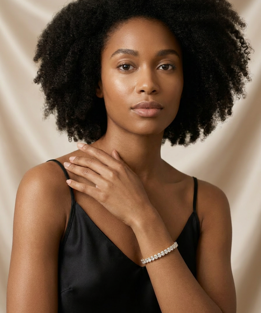 Coralbell Tennis Bracelet worn by model