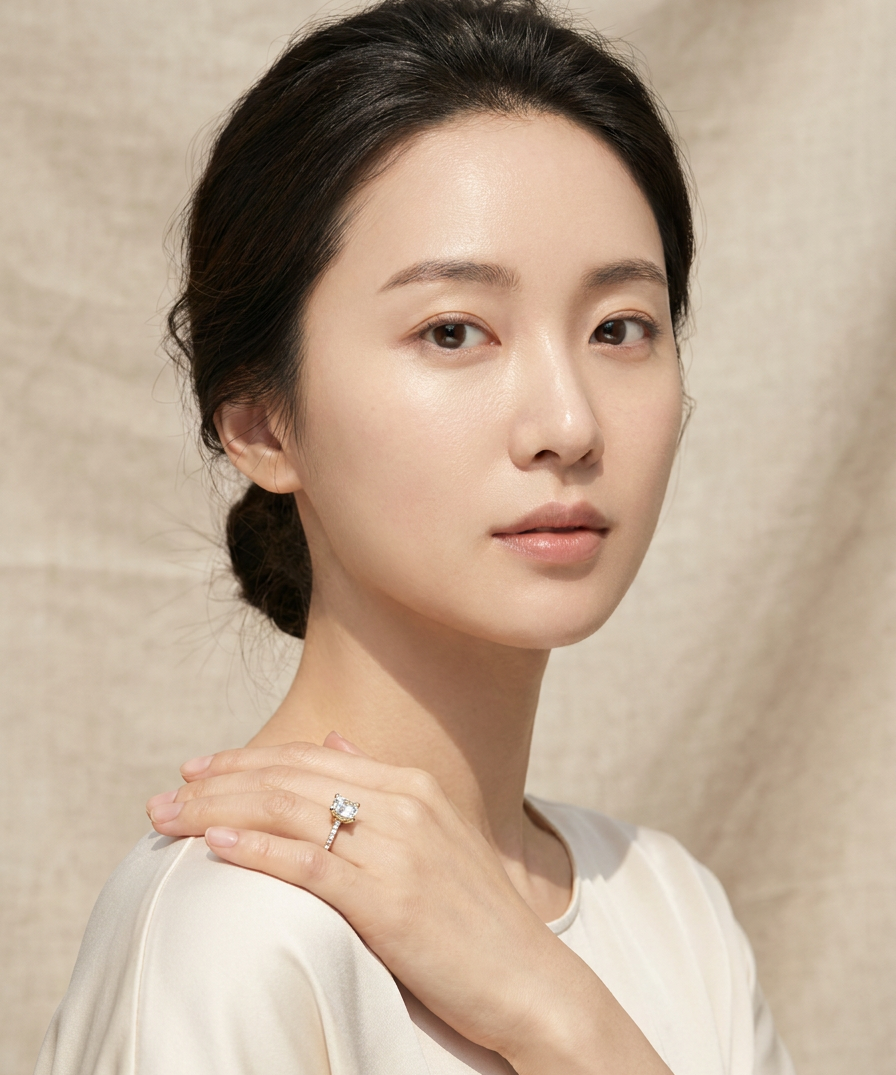 Begonia Pavé Ring worn by model