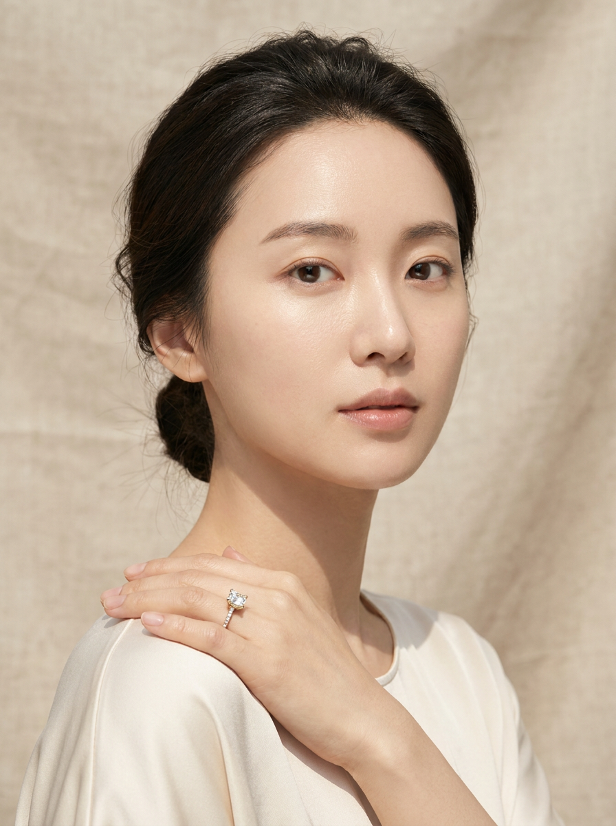 Begonia Pavé Ring worn by model