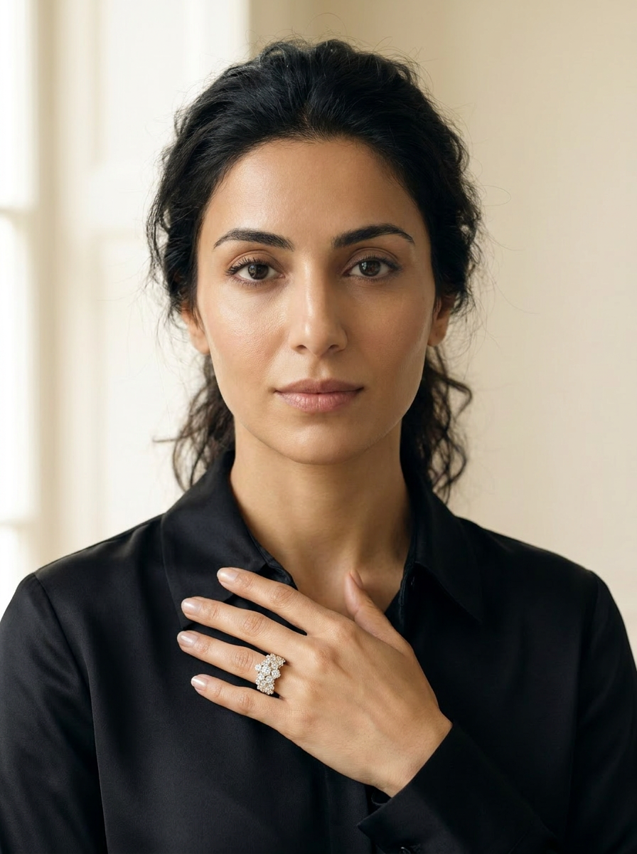 Sage Diamond Band worn by model