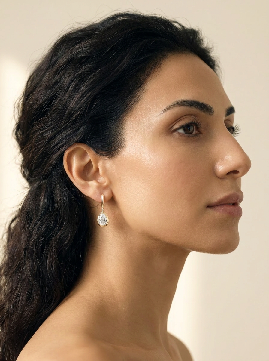 Bay Drop Earrings worn by model