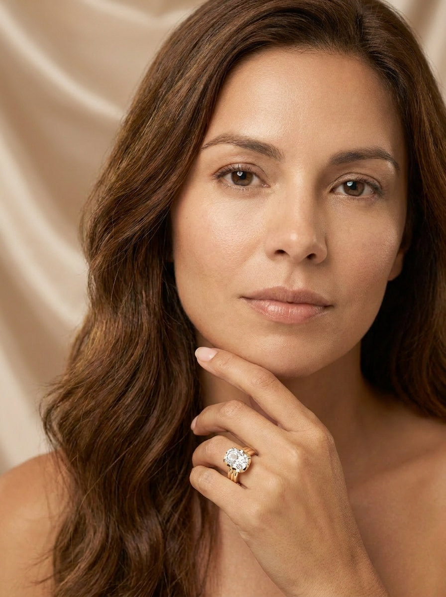 Mulberry Solitaire Ring worn by model