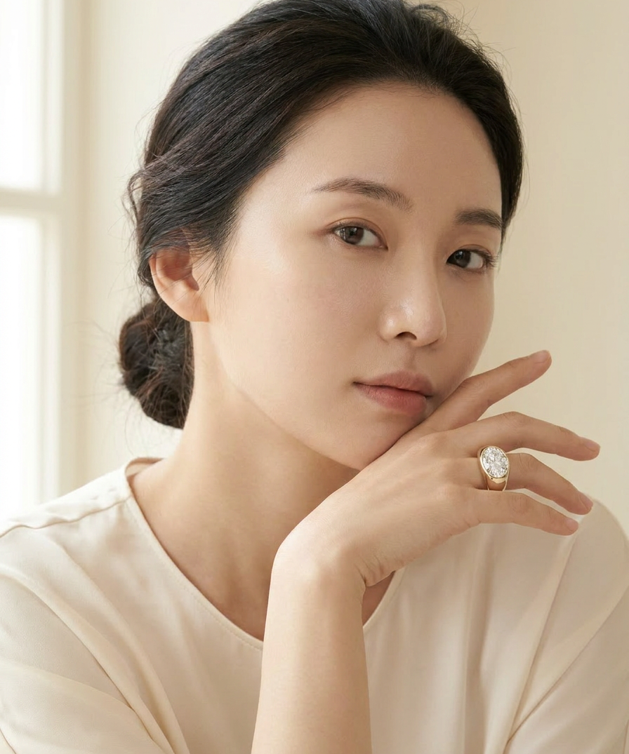 Oak Diamond Ring worn by model