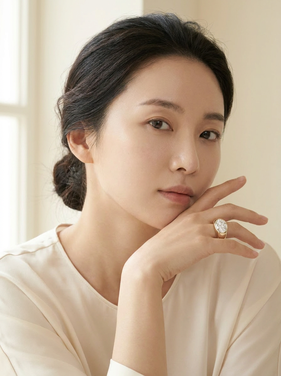 Oak Diamond Ring worn by model