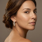 Olive Diamond Hoops worn by model