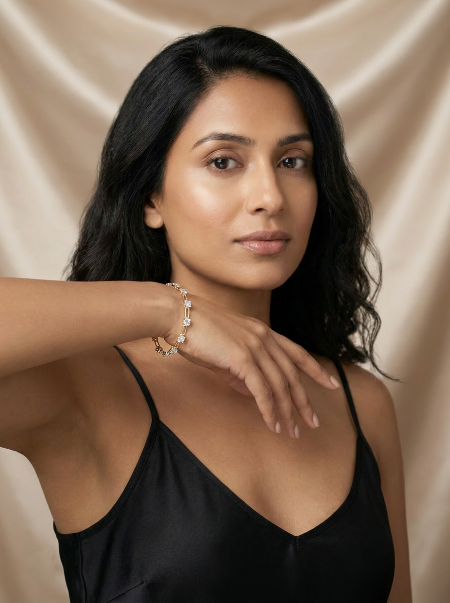Poppy Tennis Bracelet worn by model