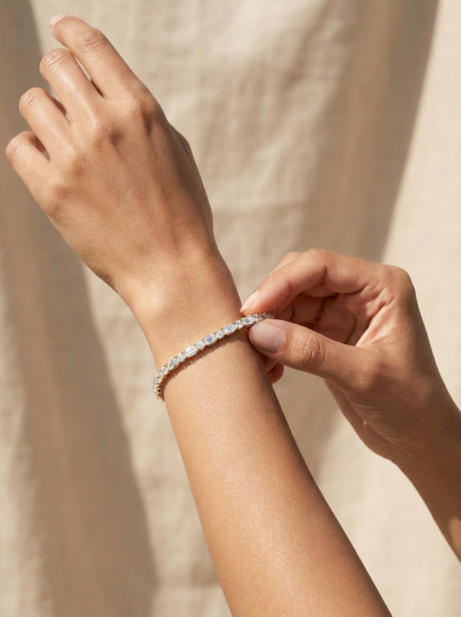 Fern Tennis Bracelet worn by model