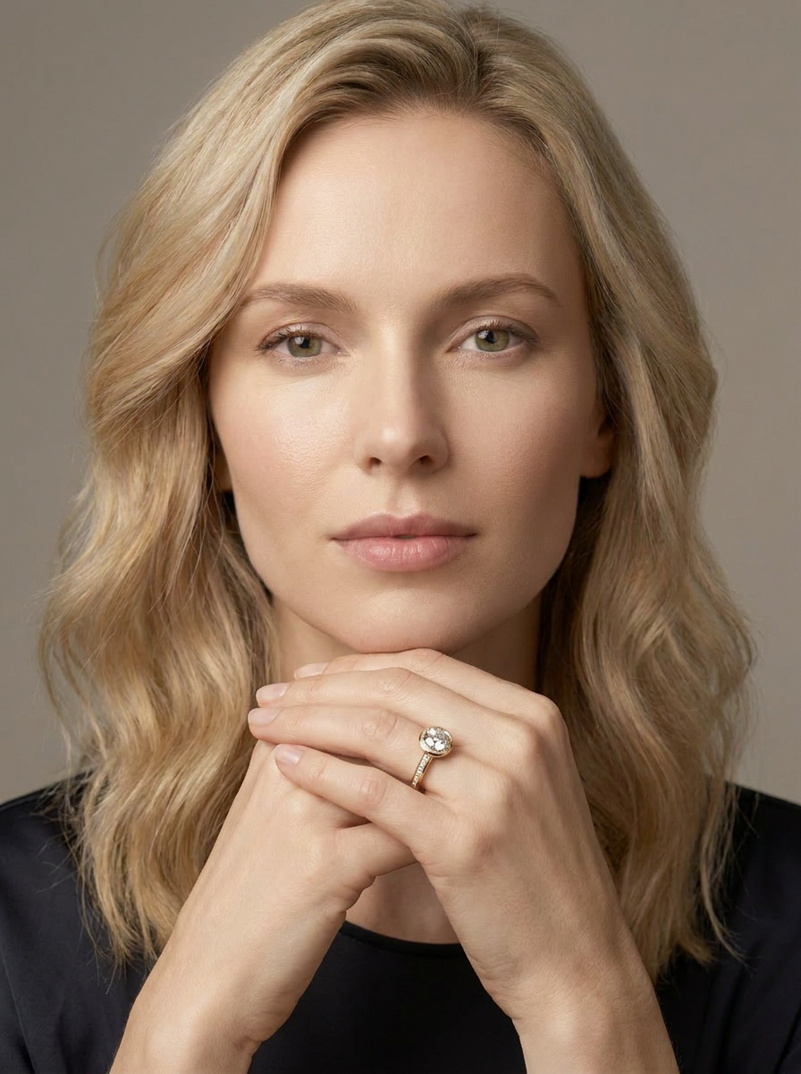 Mimosa Bezel Ring worn by model