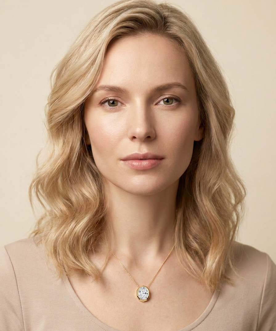 Primula Diamond Pendant worn by model