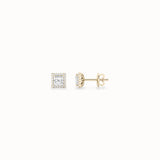 Amber Halo Studs, solid 14ct gold set with certified laboratory-grown diamonds
