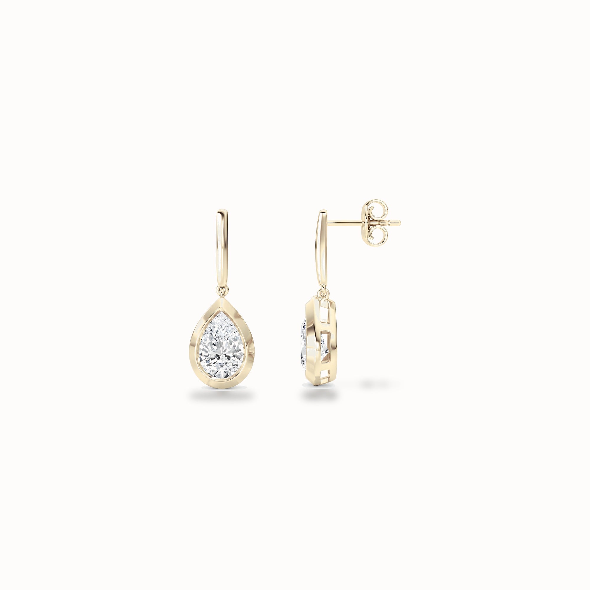 Bay Drop Earrings, solid 14ct gold set with certified laboratory-grown diamonds