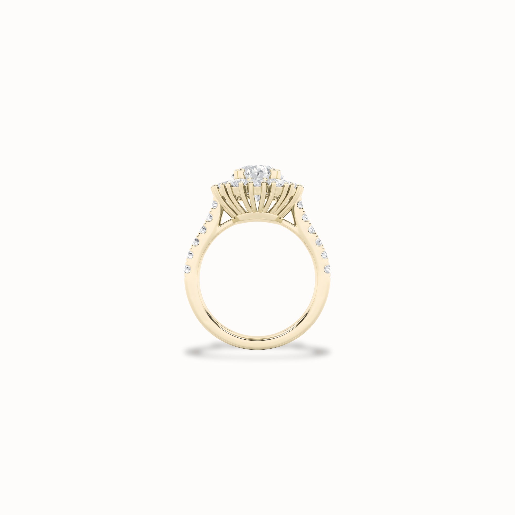Cassia Halo Ring, solid 14ct gold set with certified laboratory-grown diamonds