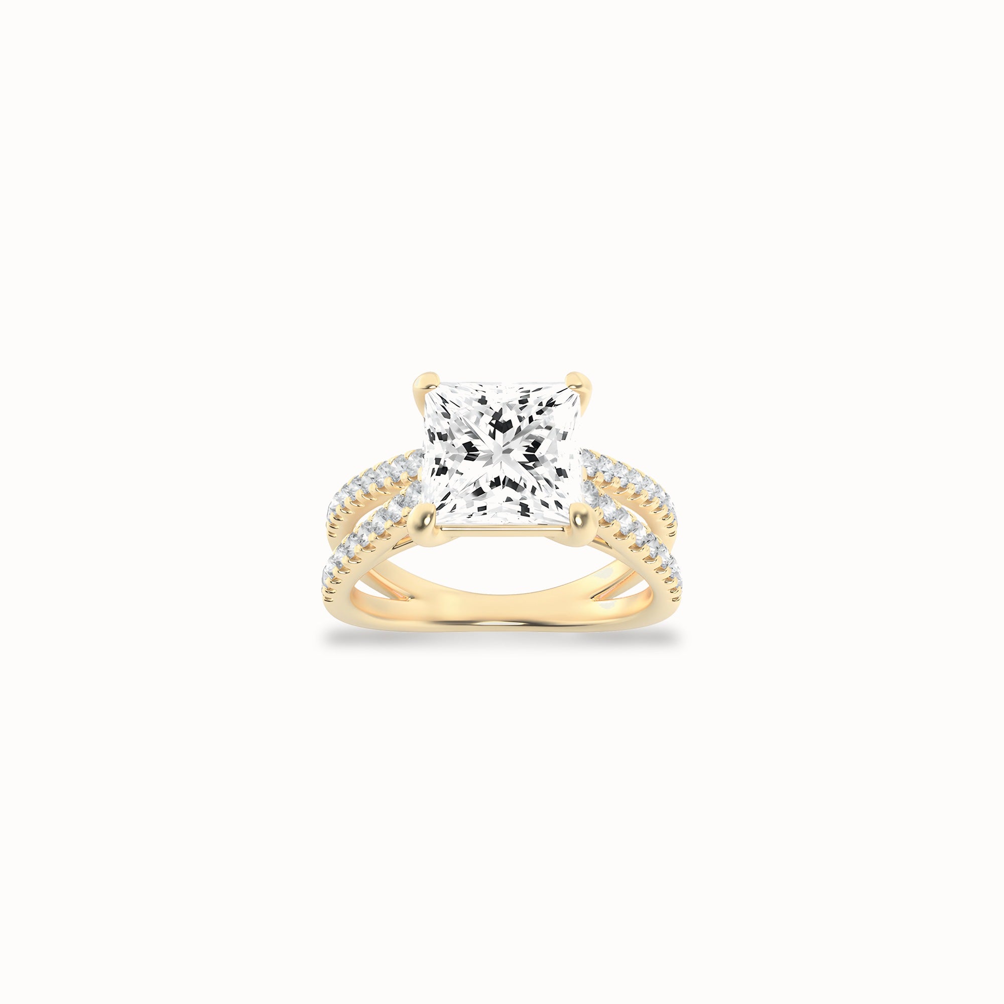 Daisy Split-Shank Ring, solid 14ct gold set with certified laboratory-grown diamonds