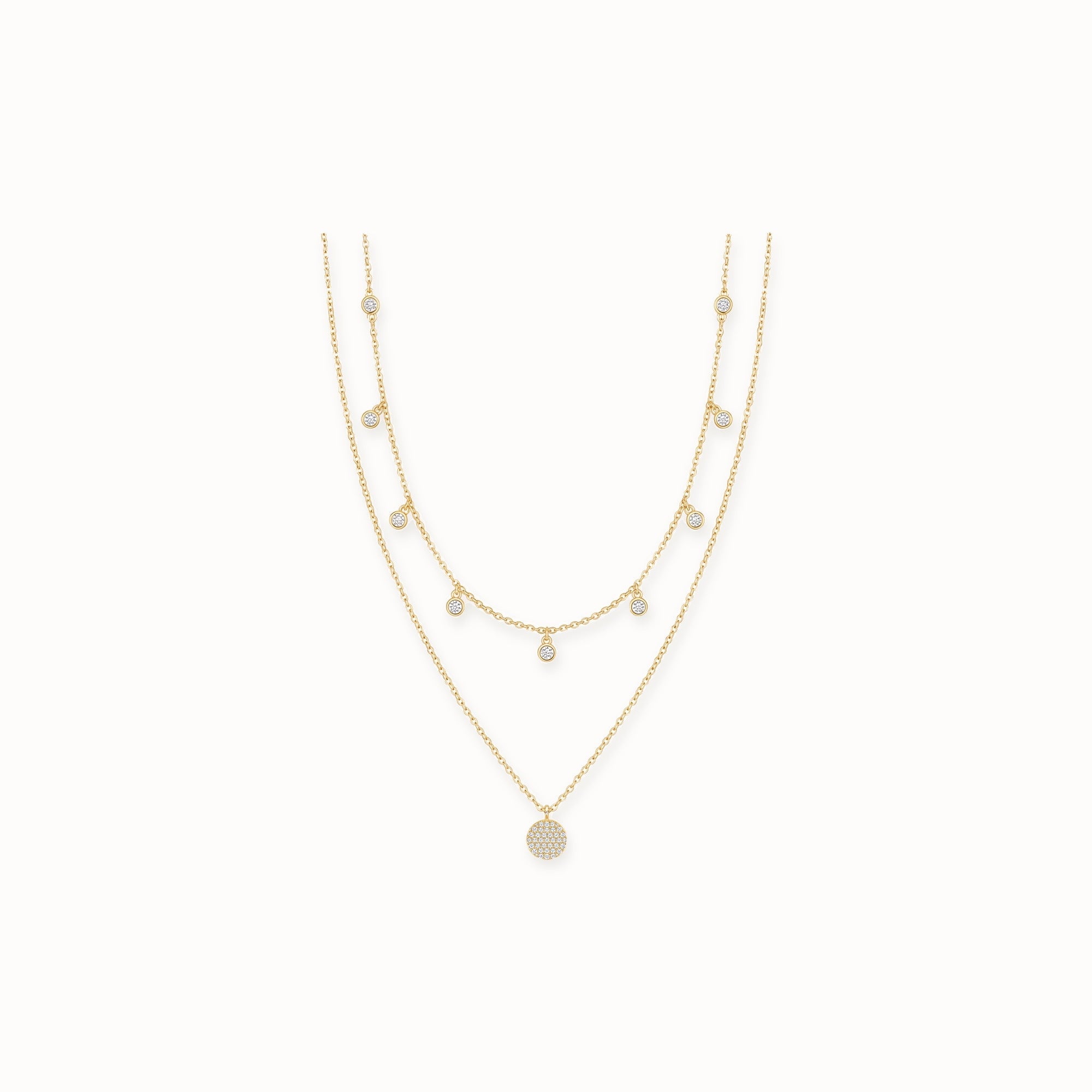 Gypsophila Layered Necklace, gold plated