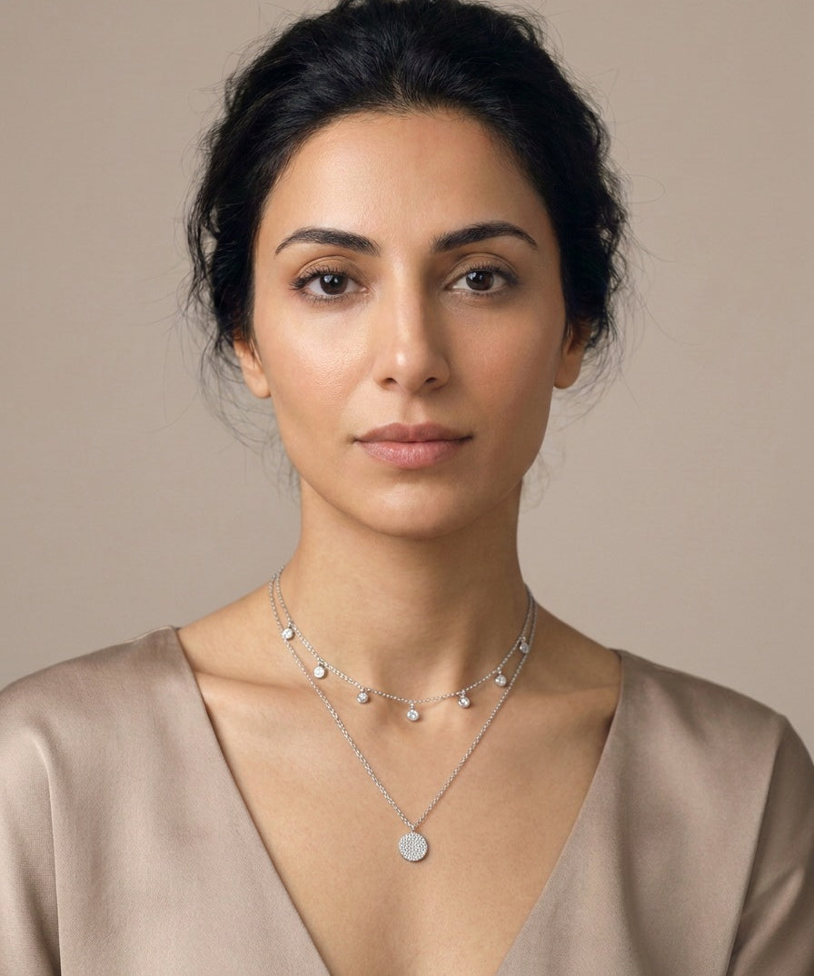 Gypsophila Layered Necklace, worn