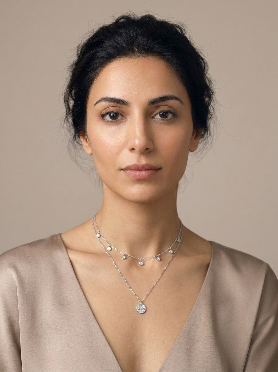 Gypsophila Layered Necklace, worn