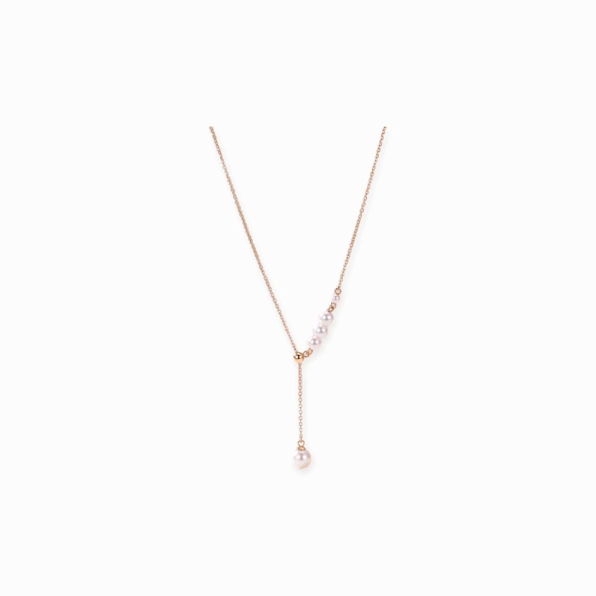 Harebell Pearl Lariat Necklace, champagne gold plated