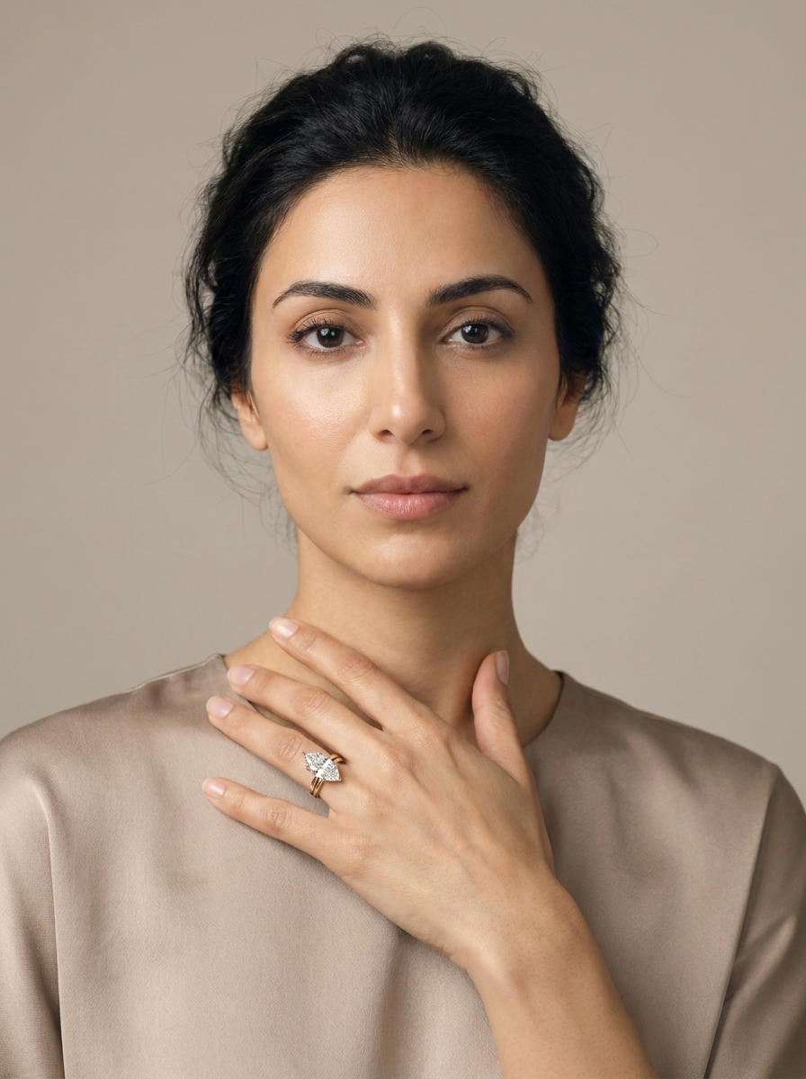 Freesia Solitaire Ring worn by model