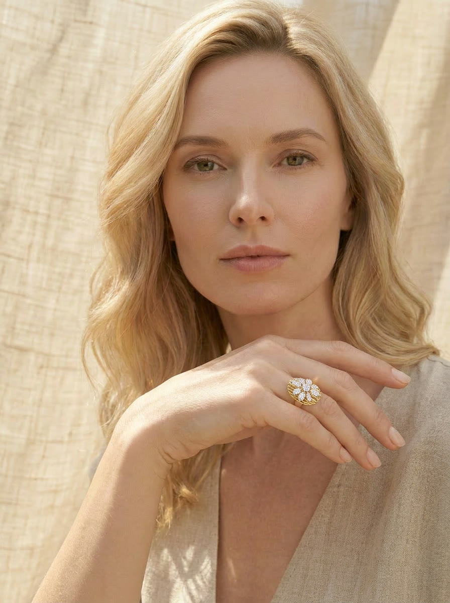 Azalea Diamond Band worn by model