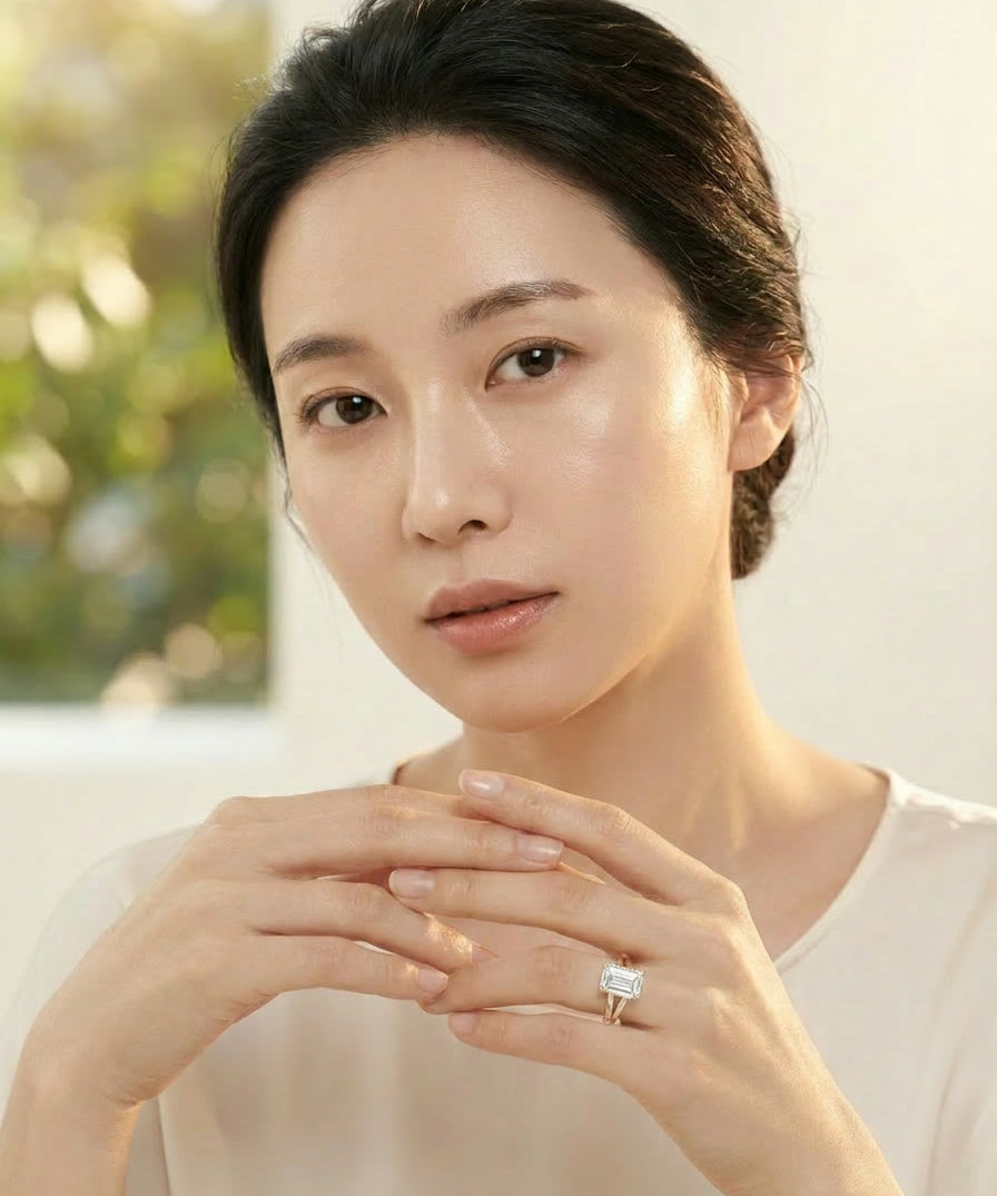 Blossom Solitaire Ring worn by model