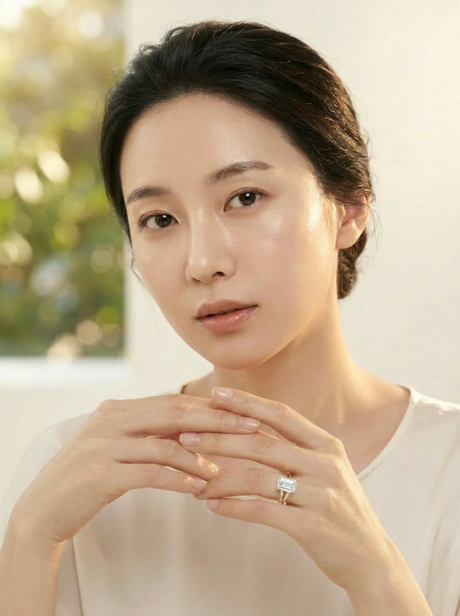 Blossom Solitaire Ring worn by model