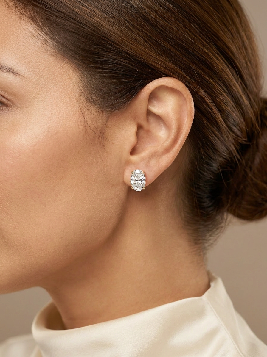 Celandine Diamond Studs worn by model