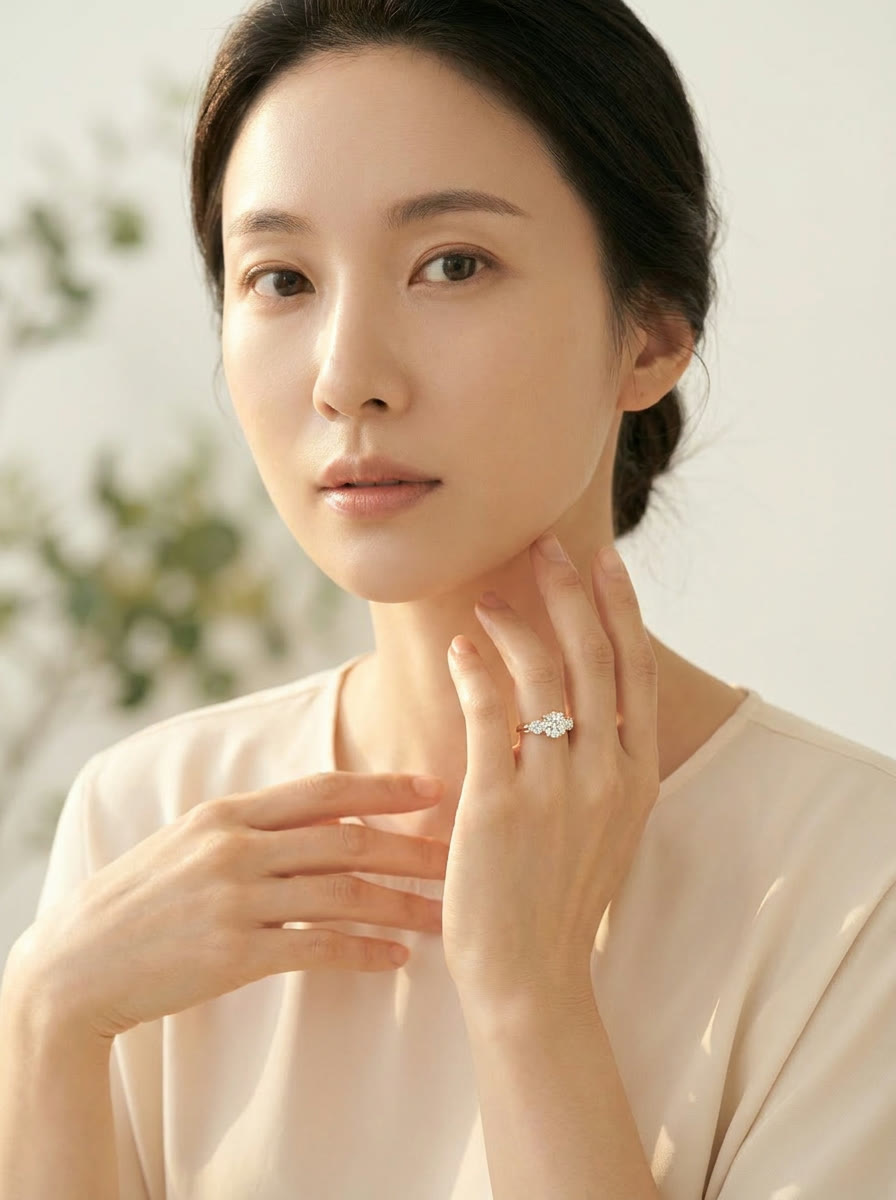 Gardenia Solitaire Ring worn by model