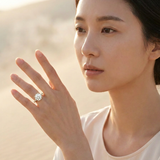 Larkspur Solitaire Ring worn by model
