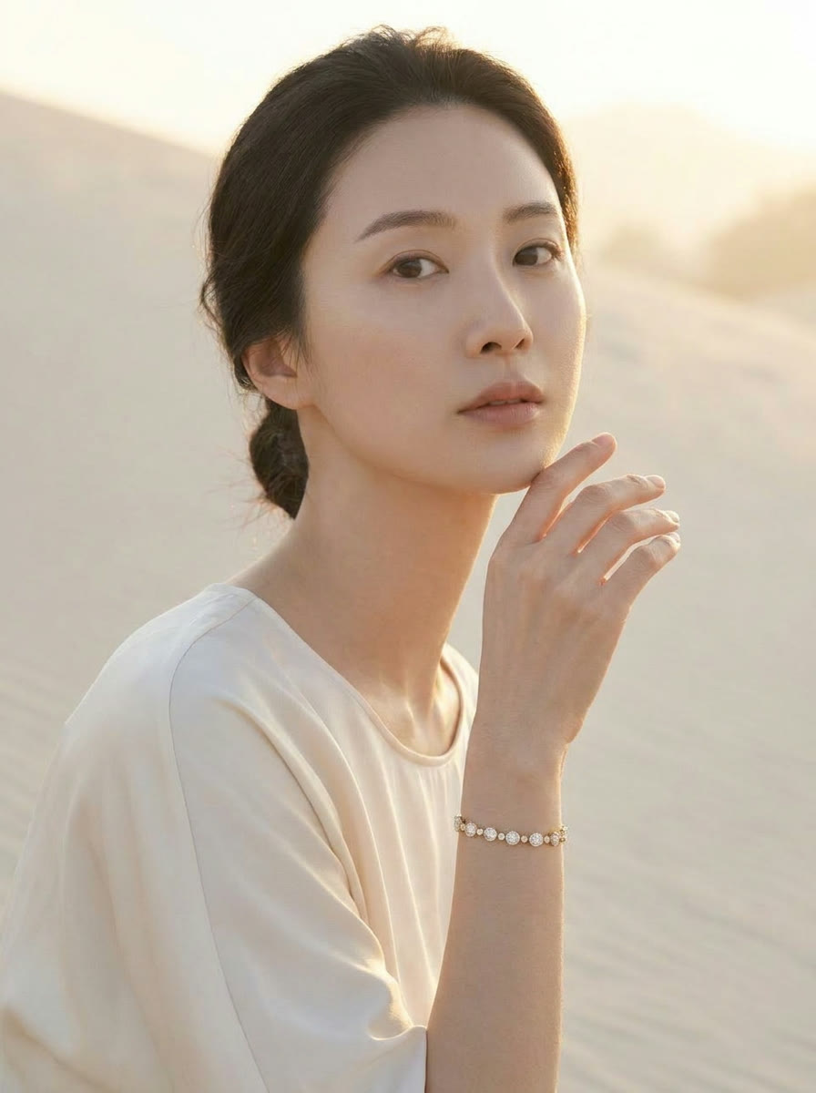 Lotus Tennis Bracelet worn by model