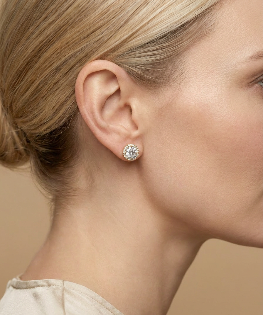 Narcissus Halo Studs worn by model