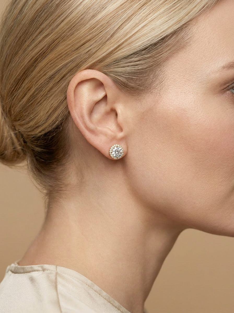 Narcissus Halo Studs worn by model