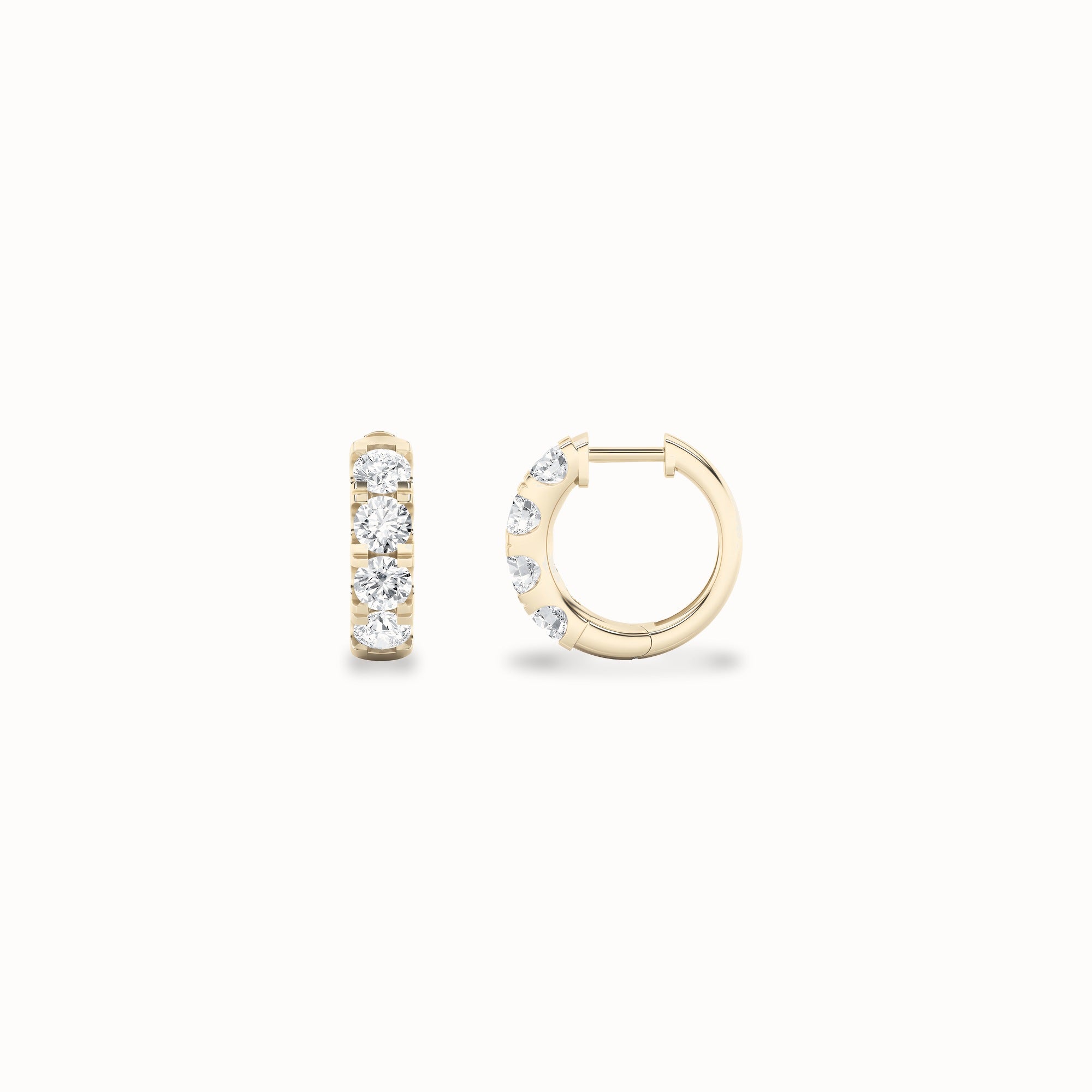 Iris Huggie Hoops, solid 14ct gold set with certified laboratory-grown diamonds