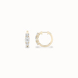 Peony Huggie Hoops, solid 14ct gold set with certified laboratory-grown diamonds