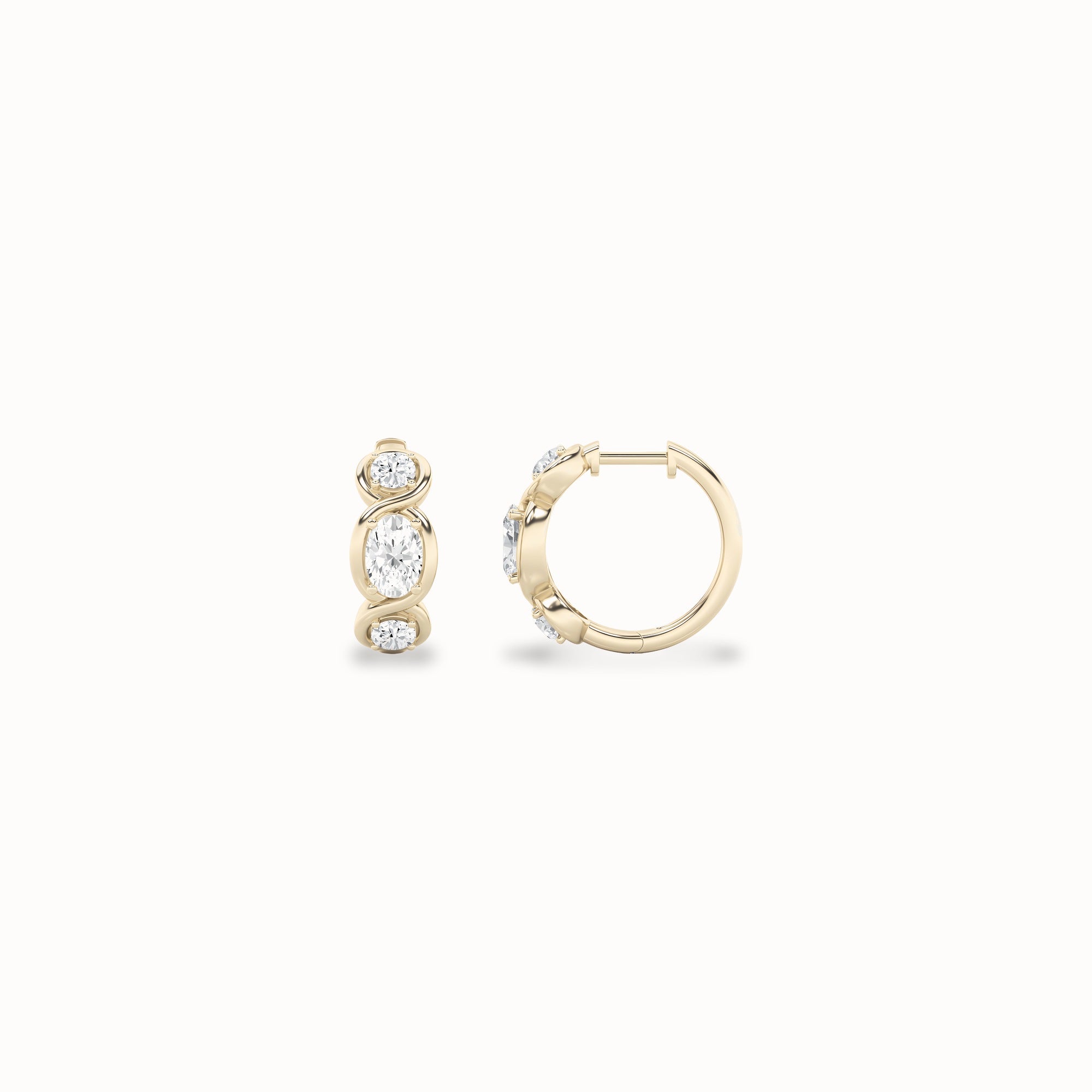 Lilac Huggie Hoops, solid 14ct gold set with certified laboratory-grown diamonds