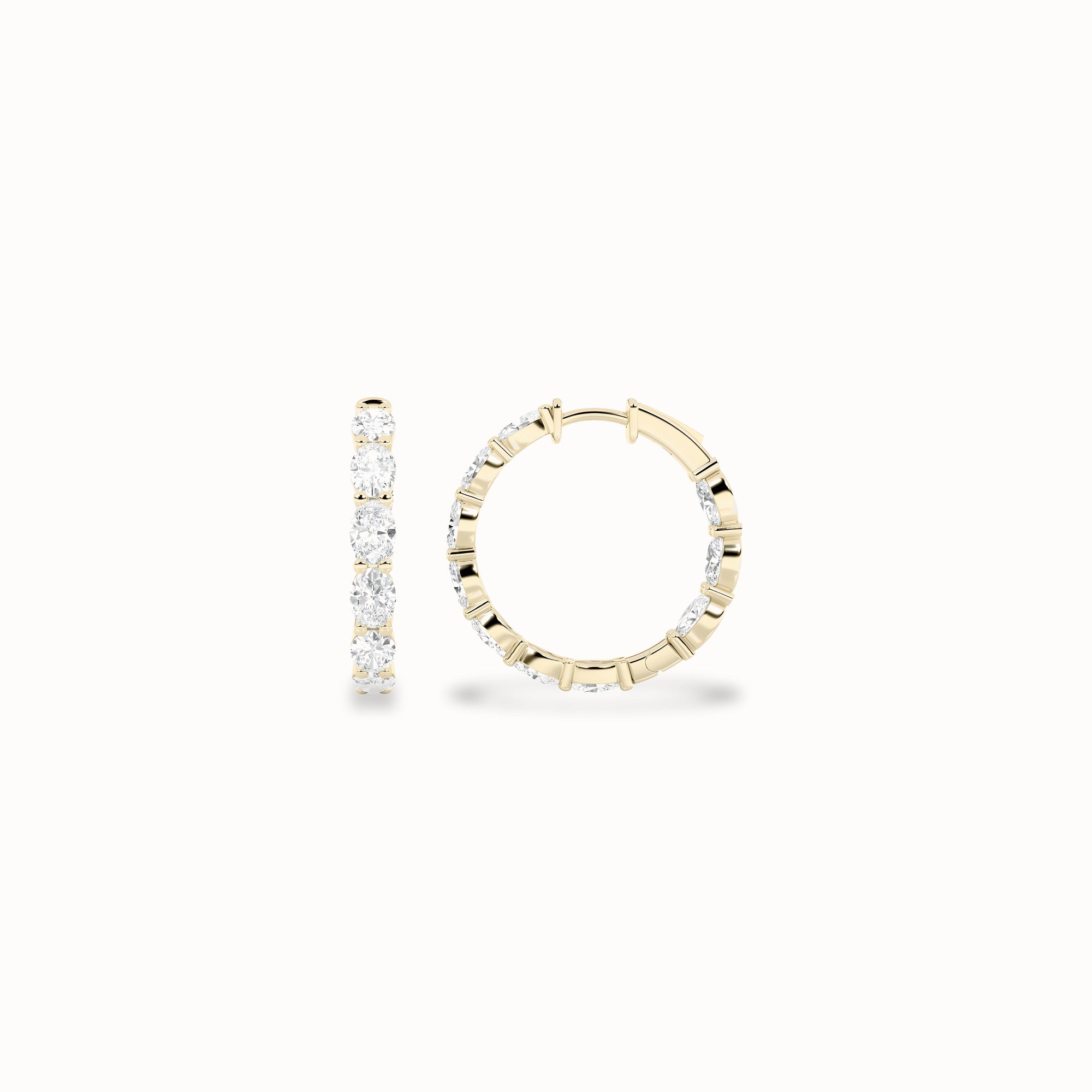 Olive Diamond Hoops, solid 14ct gold set with certified laboratory-grown diamonds