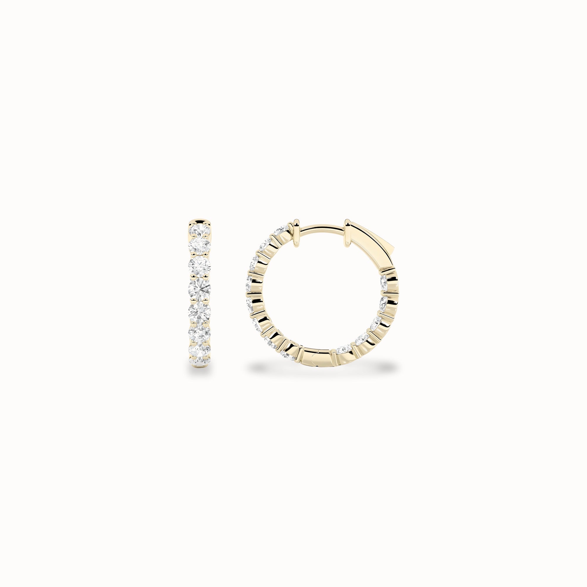 Holly Diamond Hoops, solid 14ct gold set with certified laboratory-grown diamonds