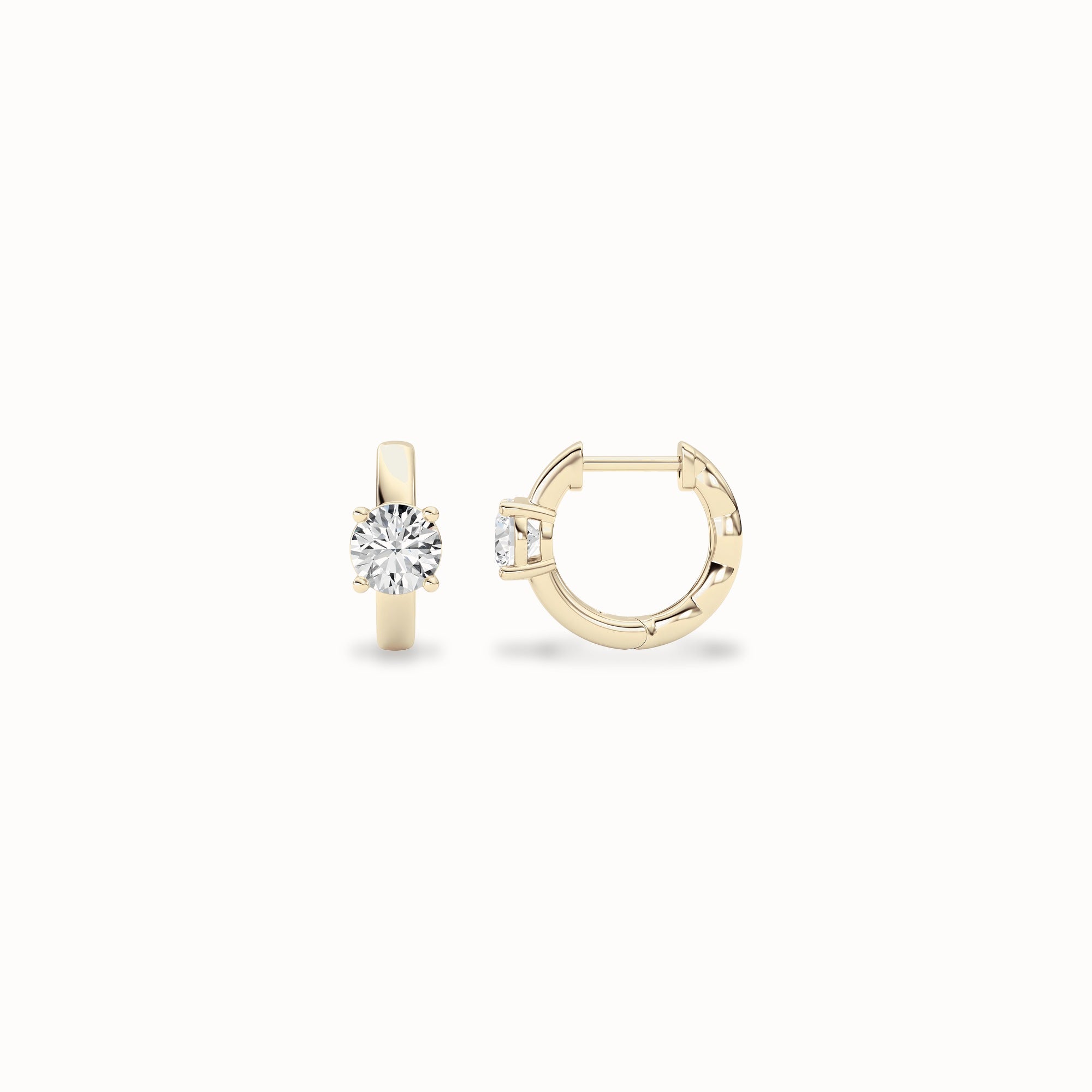 Primrose Huggie Hoops, solid 14ct gold set with certified laboratory-grown diamonds