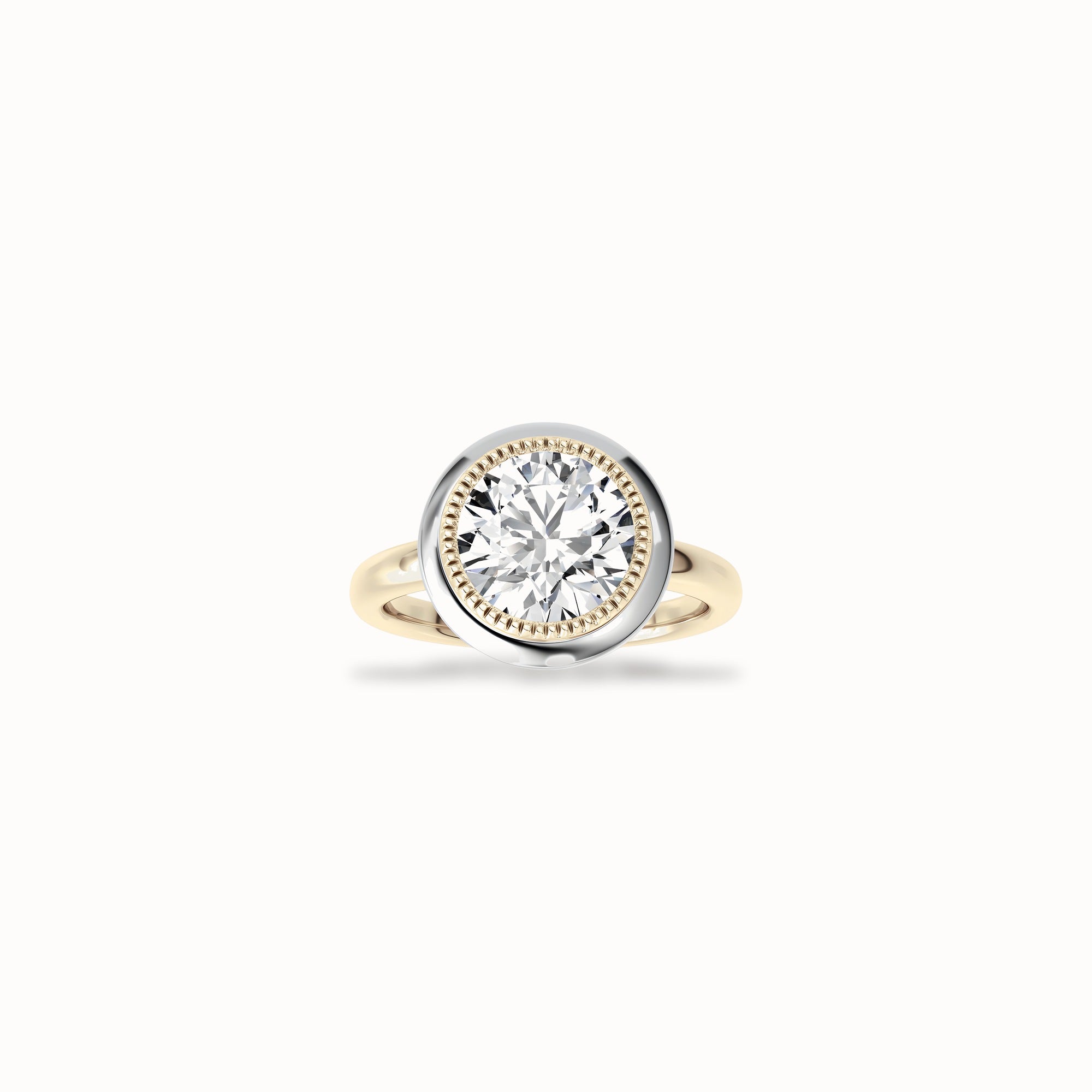 Clover Bezel Ring, solid 14ct gold set with certified laboratory-grown diamonds