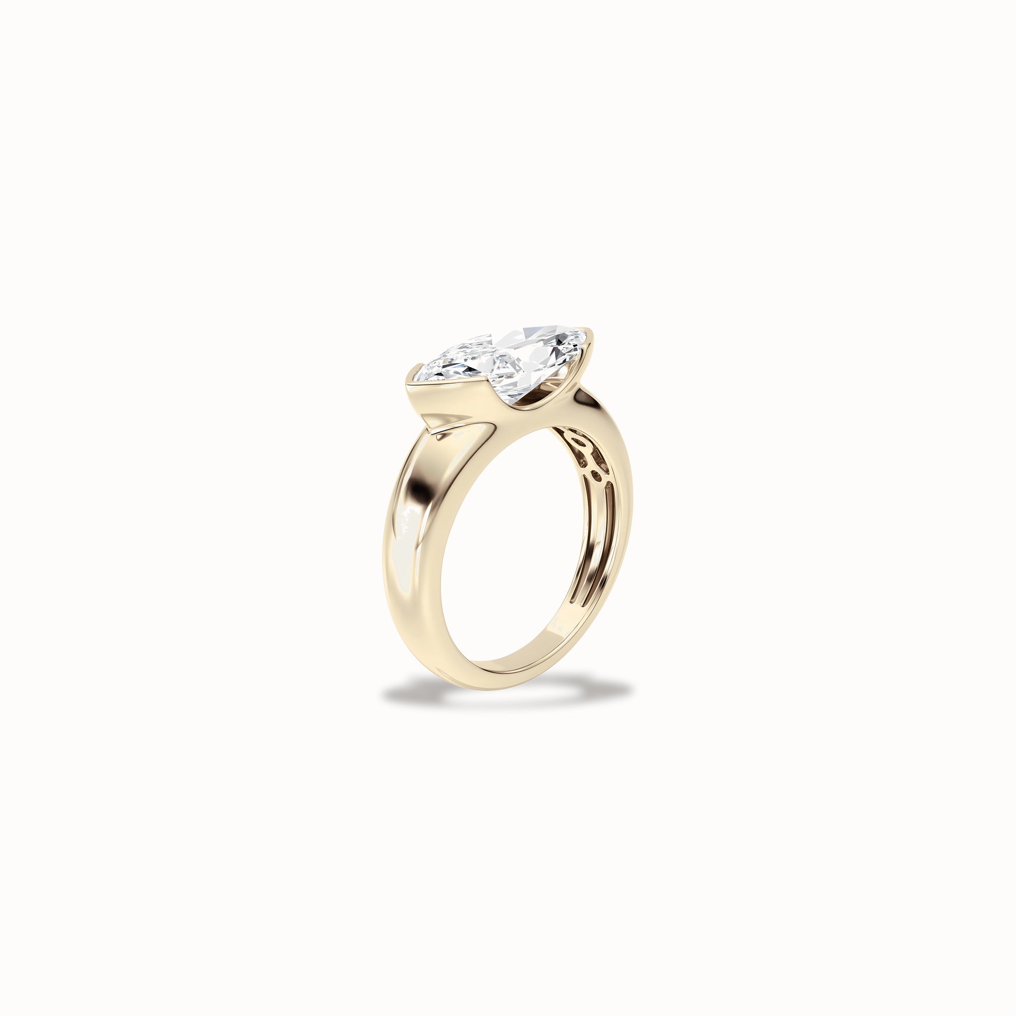 Juniper Bezel Ring, solid 14ct gold set with certified laboratory-grown diamonds